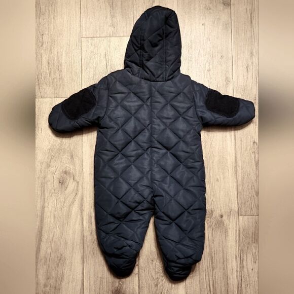 Rothschild Quilted Snowsuit Plaid Lining Corduroy Trim Navy Blue Black Size 3-6M - Picture 4 of 8